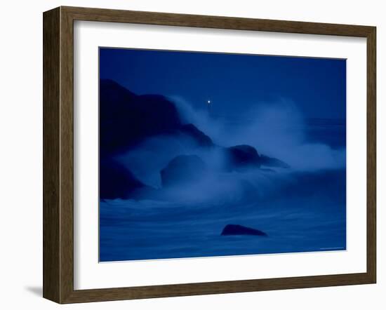 Autumn Storm, a Nor'easter, Surrounding the Lighthouse on Thacher Island at Night-Leonard Mccombe-Framed Photographic Print