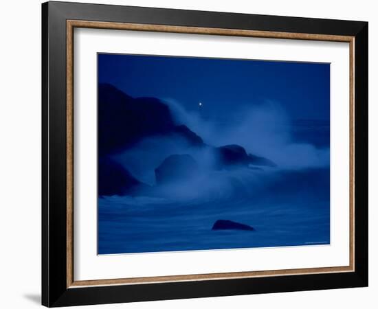 Autumn Storm, a Nor'easter, Surrounding the Lighthouse on Thacher Island at Night-Leonard Mccombe-Framed Photographic Print