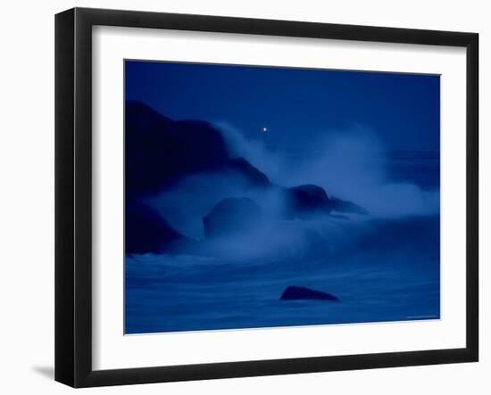 Autumn Storm, a Nor'easter, Surrounding the Lighthouse on Thacher Island at Night-Leonard Mccombe-Framed Photographic Print