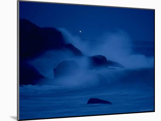 Autumn Storm, a Nor'easter, Surrounding the Lighthouse on Thacher Island at Night-Leonard Mccombe-Mounted Photographic Print