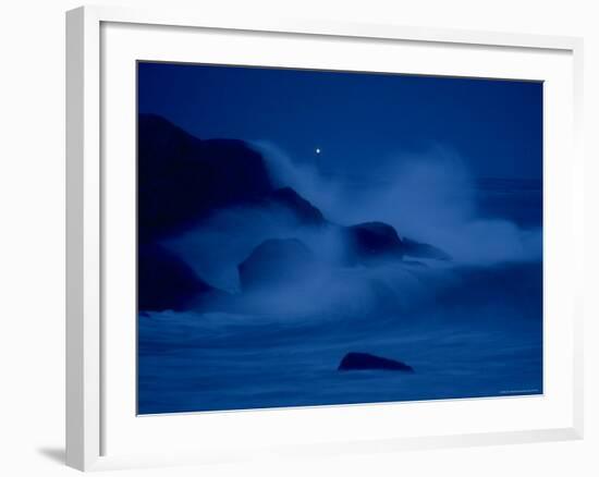 Autumn Storm, a Nor'easter, Surrounding the Lighthouse on Thacher Island at Night-Leonard Mccombe-Framed Photographic Print