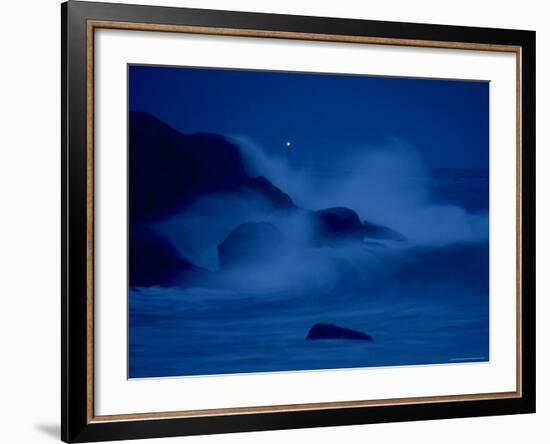 Autumn Storm, a Nor'easter, Surrounding the Lighthouse on Thacher Island at Night-Leonard Mccombe-Framed Photographic Print