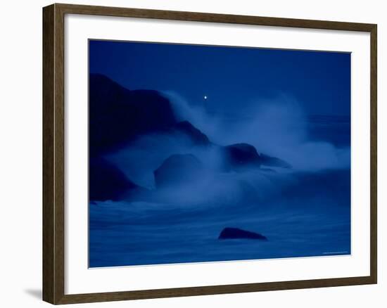 Autumn Storm, a Nor'easter, Surrounding the Lighthouse on Thacher Island at Night-Leonard Mccombe-Framed Photographic Print