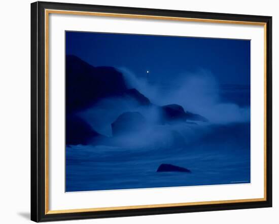 Autumn Storm, a Nor'easter, Surrounding the Lighthouse on Thacher Island at Night-Leonard Mccombe-Framed Photographic Print