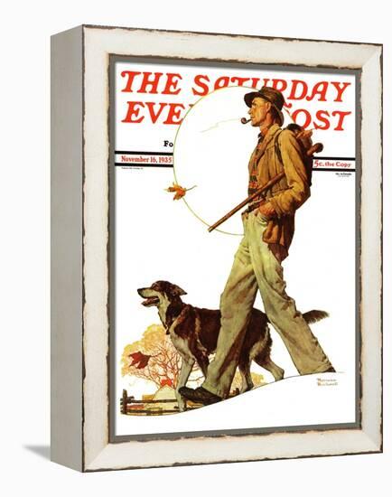"Autumn Stroll" Saturday Evening Post Cover, November 16,1935-Norman Rockwell-Framed Premier Image Canvas