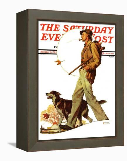 "Autumn Stroll" Saturday Evening Post Cover, November 16,1935-Norman Rockwell-Framed Premier Image Canvas