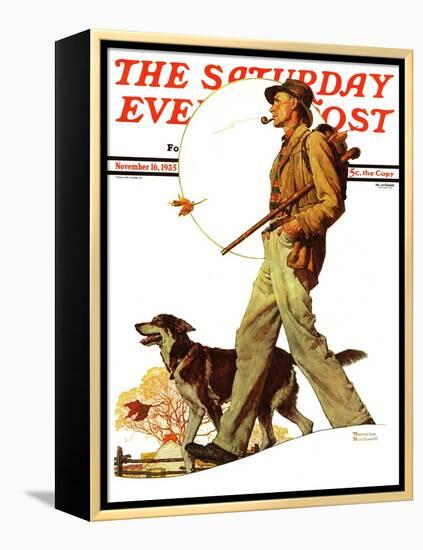 "Autumn Stroll" Saturday Evening Post Cover, November 16,1935-Norman Rockwell-Framed Premier Image Canvas