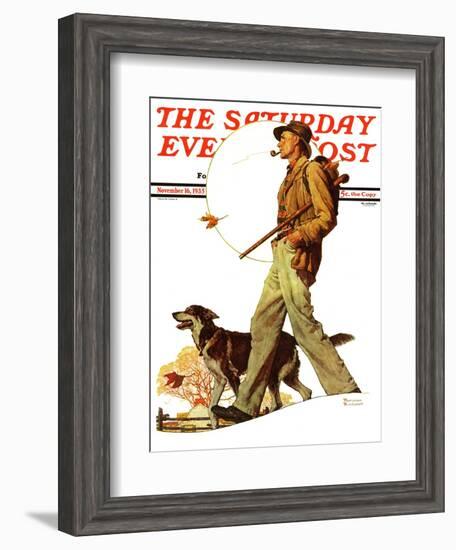 "Autumn Stroll" Saturday Evening Post Cover, November 16,1935-Norman Rockwell-Framed Giclee Print