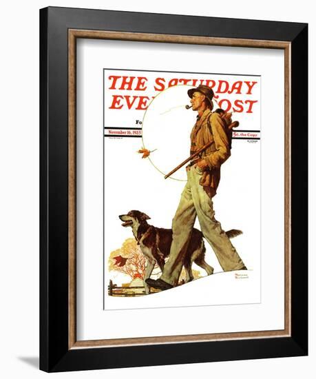 "Autumn Stroll" Saturday Evening Post Cover, November 16,1935-Norman Rockwell-Framed Giclee Print