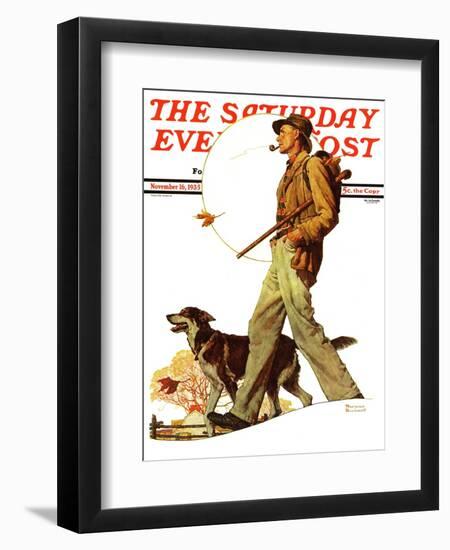 "Autumn Stroll" Saturday Evening Post Cover, November 16,1935-Norman Rockwell-Framed Giclee Print