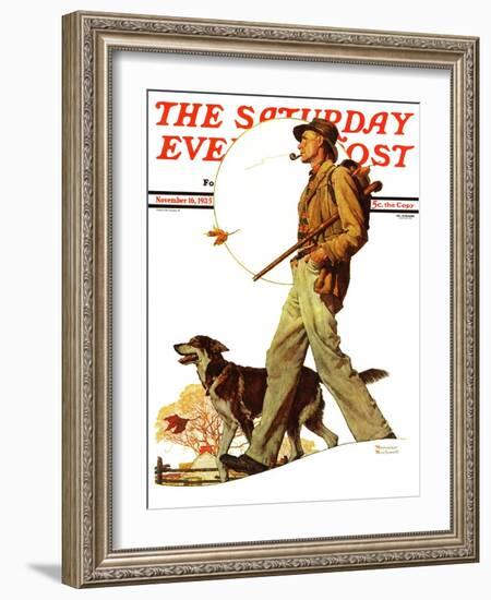 "Autumn Stroll" Saturday Evening Post Cover, November 16,1935-Norman Rockwell-Framed Giclee Print