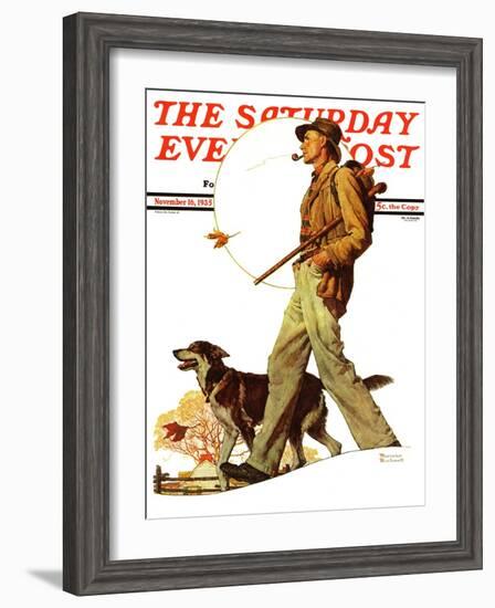 "Autumn Stroll" Saturday Evening Post Cover, November 16,1935-Norman Rockwell-Framed Giclee Print