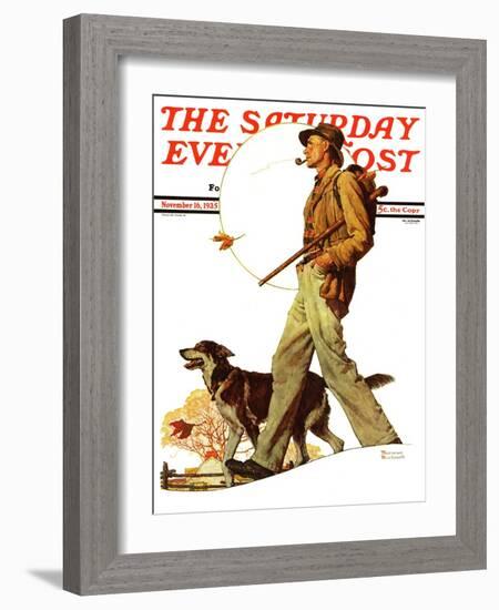 "Autumn Stroll" Saturday Evening Post Cover, November 16,1935-Norman Rockwell-Framed Giclee Print