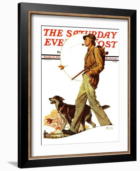 "Autumn Stroll" Saturday Evening Post Cover, November 16,1935-Norman Rockwell-Framed Giclee Print