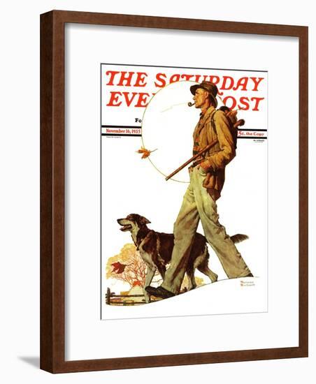 "Autumn Stroll" Saturday Evening Post Cover, November 16,1935-Norman Rockwell-Framed Giclee Print