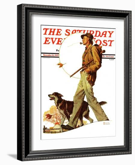 "Autumn Stroll" Saturday Evening Post Cover, November 16,1935-Norman Rockwell-Framed Giclee Print