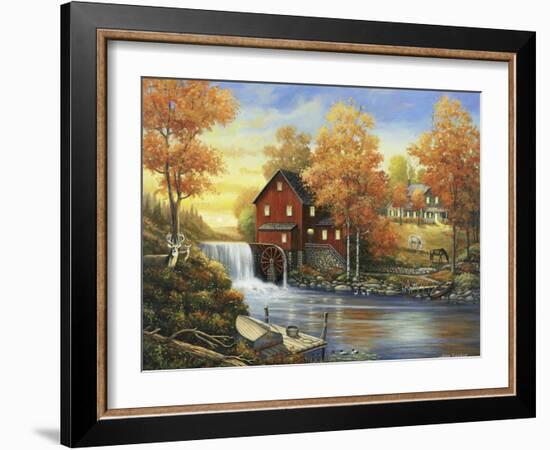 Autumn Sunset at the Old Mill-John Zaccheo-Framed Giclee Print