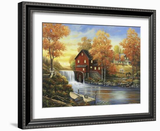 Autumn Sunset at the Old Mill-John Zaccheo-Framed Giclee Print