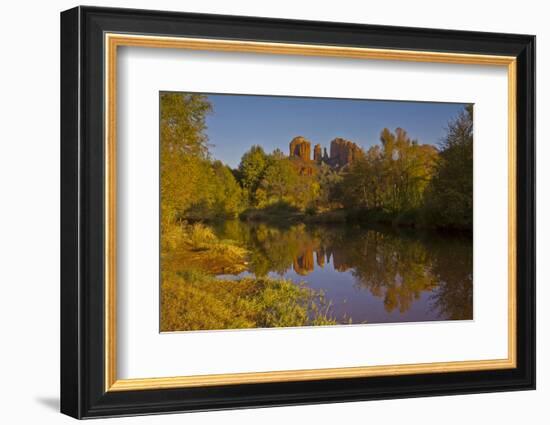 Autumn Sunset, Cathedral Rock, Red Rock Crossing, Sedona, Arizona-Michel Hersen-Framed Photographic Print