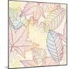 Autumn Transparent Maple Leaves Pattern Background. Colored Art Vector Autumn Leaves Pattern. Fabri-Julia Snegireva-Mounted Art Print