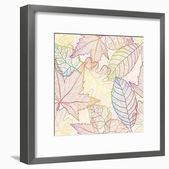 Autumn Transparent Maple Leaves Pattern Background. Colored Art Vector Autumn Leaves Pattern. Fabri-Julia Snegireva-Framed Art Print