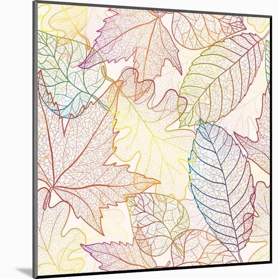 Autumn Transparent Maple Leaves Pattern Background. Colored Art Vector Autumn Leaves Pattern. Fabri-Julia Snegireva-Mounted Art Print