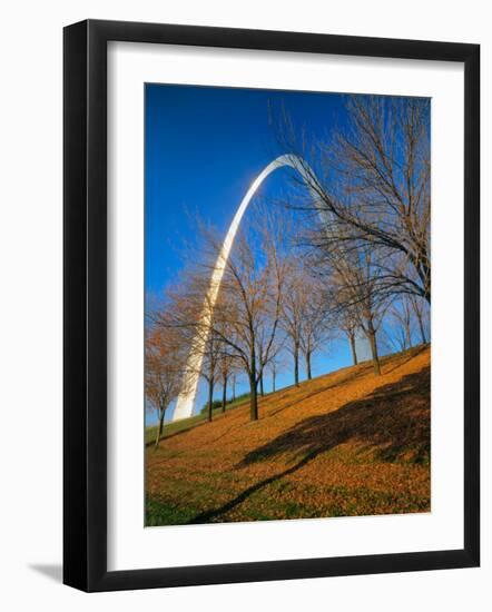 Autumn Trees Below Gateway Arch, Jefferson National Expansion, St. Louis, Missouri, USA-Scott T. Smith-Framed Photographic Print