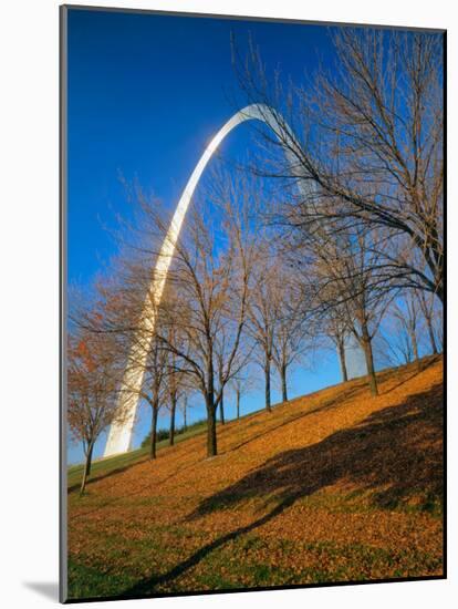 Autumn Trees Below Gateway Arch, Jefferson National Expansion, St. Louis, Missouri, USA-Scott T. Smith-Mounted Photographic Print