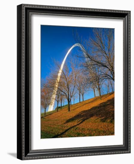 Autumn Trees Below Gateway Arch, Jefferson National Expansion, St. Louis, Missouri, USA-Scott T. Smith-Framed Photographic Print