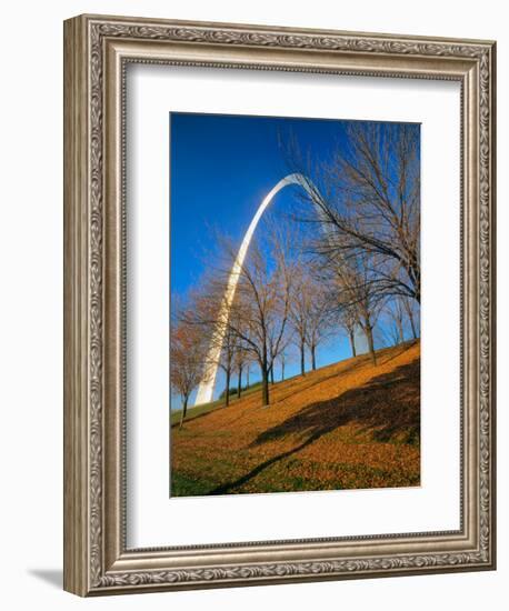Autumn Trees Below Gateway Arch, Jefferson National Expansion, St. Louis, Missouri, USA-Scott T. Smith-Framed Photographic Print