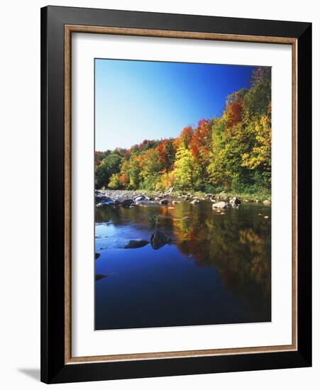 Autumn Trees Reflected in Deerfield River, Vermont, USA-Adam Jones-Framed Photographic Print