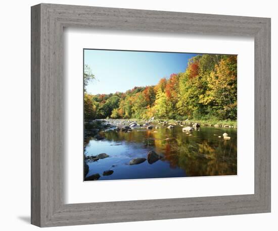 Autumn Trees Reflected in Deerfield River, Vermont, USA-Adam Jones-Framed Photographic Print