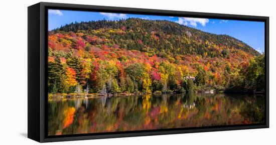 Autumn trees reflection in pond, Sugarloaf Pond, Potton, Quebec, Canada-null-Framed Premier Image Canvas