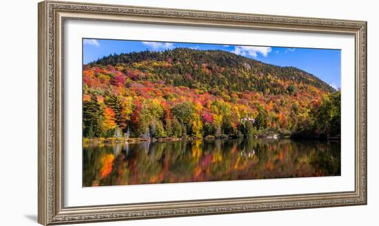 Autumn trees reflection in pond, Sugarloaf Pond, Potton, Quebec, Canada-null-Framed Photographic Print