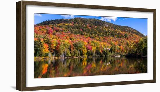 Autumn trees reflection in pond, Sugarloaf Pond, Potton, Quebec, Canada-null-Framed Photographic Print