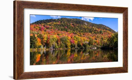 Autumn trees reflection in pond, Sugarloaf Pond, Potton, Quebec, Canada-null-Framed Photographic Print