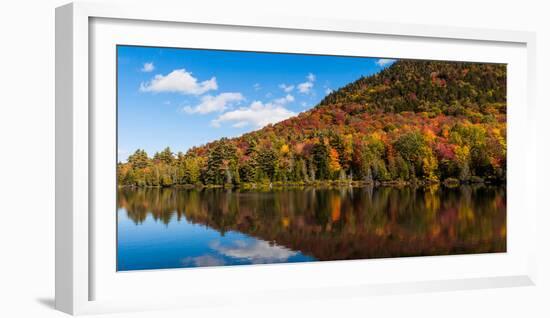 Autumn trees reflection in pond, Sugarloaf Pond, Potton, Quebec, Canada-null-Framed Photographic Print