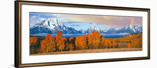 Autumn Trees with Mountain Range in the Background-null-Framed Photographic Print