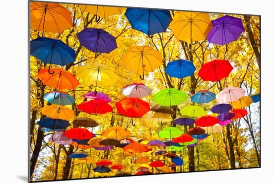 Autumn Umbrellas in the Sky-Oleksii Pyltsyn-Mounted Photographic Print