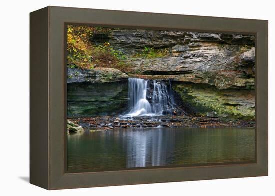 Autumn waterfall in McCormics Creek State Park, Indiana, USA-Anna Miller-Framed Premier Image Canvas