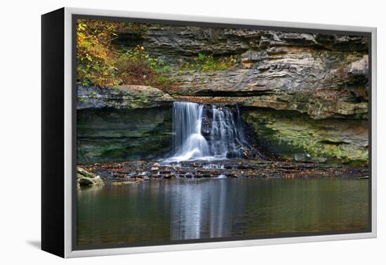 Autumn waterfall in McCormics Creek State Park, Indiana, USA-Anna Miller-Framed Premier Image Canvas