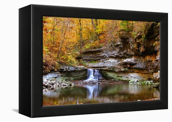 Autumn waterfall in McCormics Creek State Park, Indiana, USA-Anna Miller-Framed Premier Image Canvas