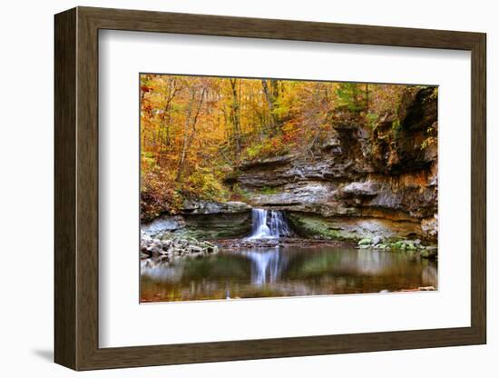 Autumn waterfall in McCormics Creek State Park, Indiana, USA-Anna Miller-Framed Photographic Print