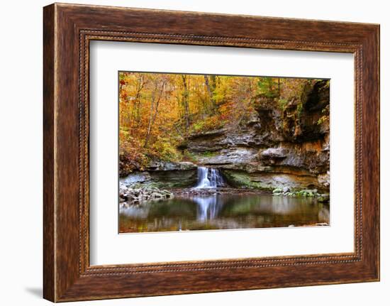 Autumn waterfall in McCormics Creek State Park, Indiana, USA-Anna Miller-Framed Photographic Print