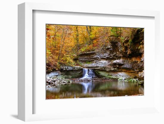 Autumn waterfall in McCormics Creek State Park, Indiana, USA-Anna Miller-Framed Photographic Print