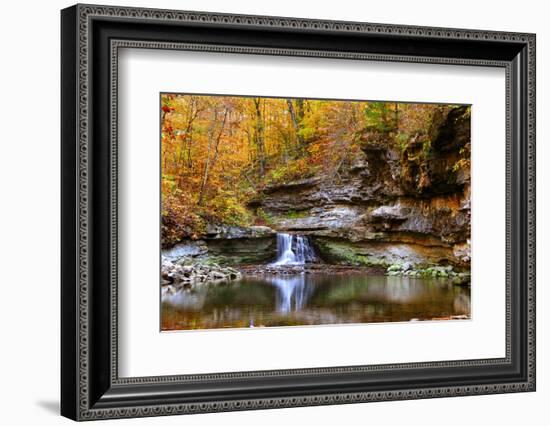 Autumn waterfall in McCormics Creek State Park, Indiana, USA-Anna Miller-Framed Photographic Print