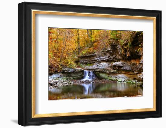 Autumn waterfall in McCormics Creek State Park, Indiana, USA-Anna Miller-Framed Photographic Print