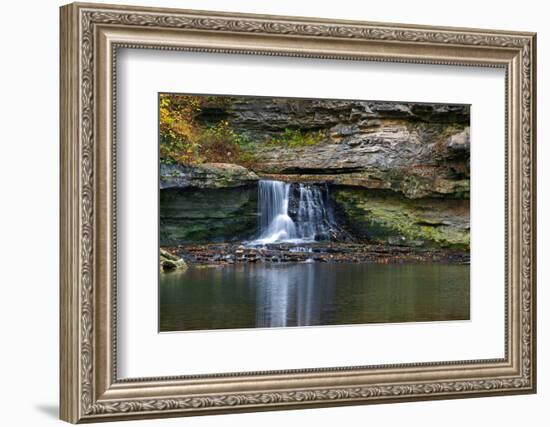 Autumn waterfall in McCormics Creek State Park, Indiana, USA-Anna Miller-Framed Photographic Print