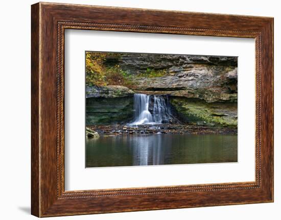 Autumn waterfall in McCormics Creek State Park, Indiana, USA-Anna Miller-Framed Photographic Print