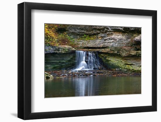 Autumn waterfall in McCormics Creek State Park, Indiana, USA-Anna Miller-Framed Photographic Print